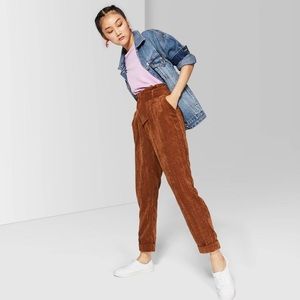Women’s High-Rise Belted Corduroy Paperbag Pants